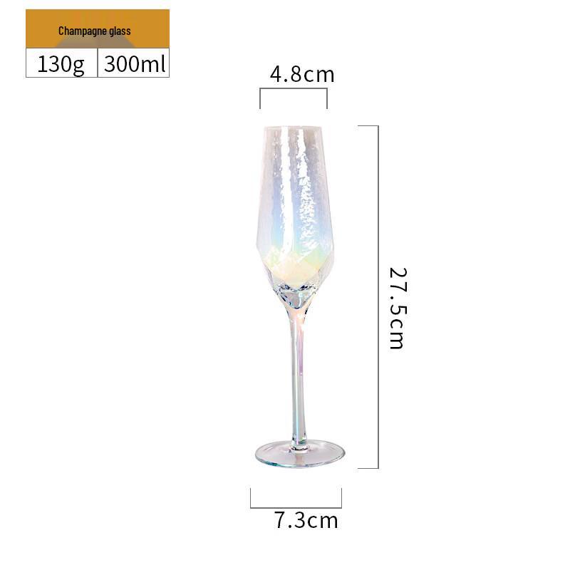 OLOEY Nordic Retro Hammered Iridescent Crystal Champagne Glass