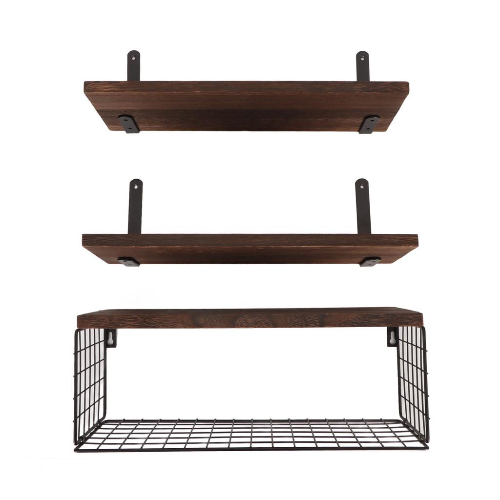 Wall Floating Shelves Candlenut Adjustable Dark Brown Wall Mounted Storage Shelves for Bathroom Bedroom Kitchen Garage