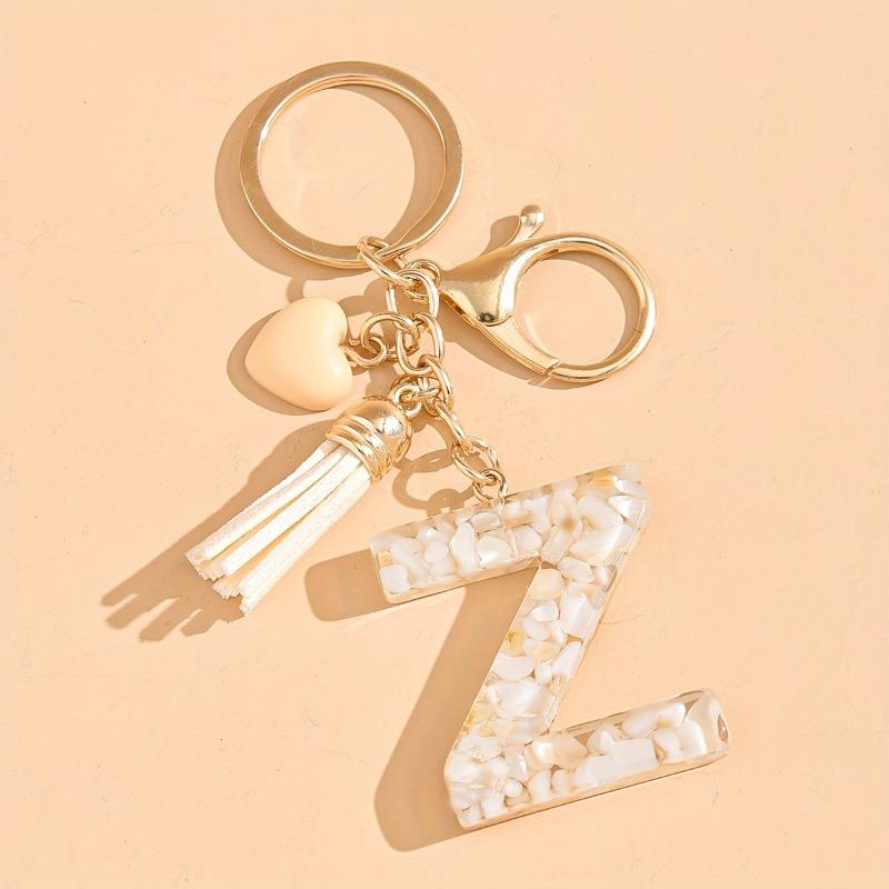 Hot-selling Epoxy Initials Love Tassel Keychain Bag Ornament Buckle Pendant Car Jewelry Clothing Accessories