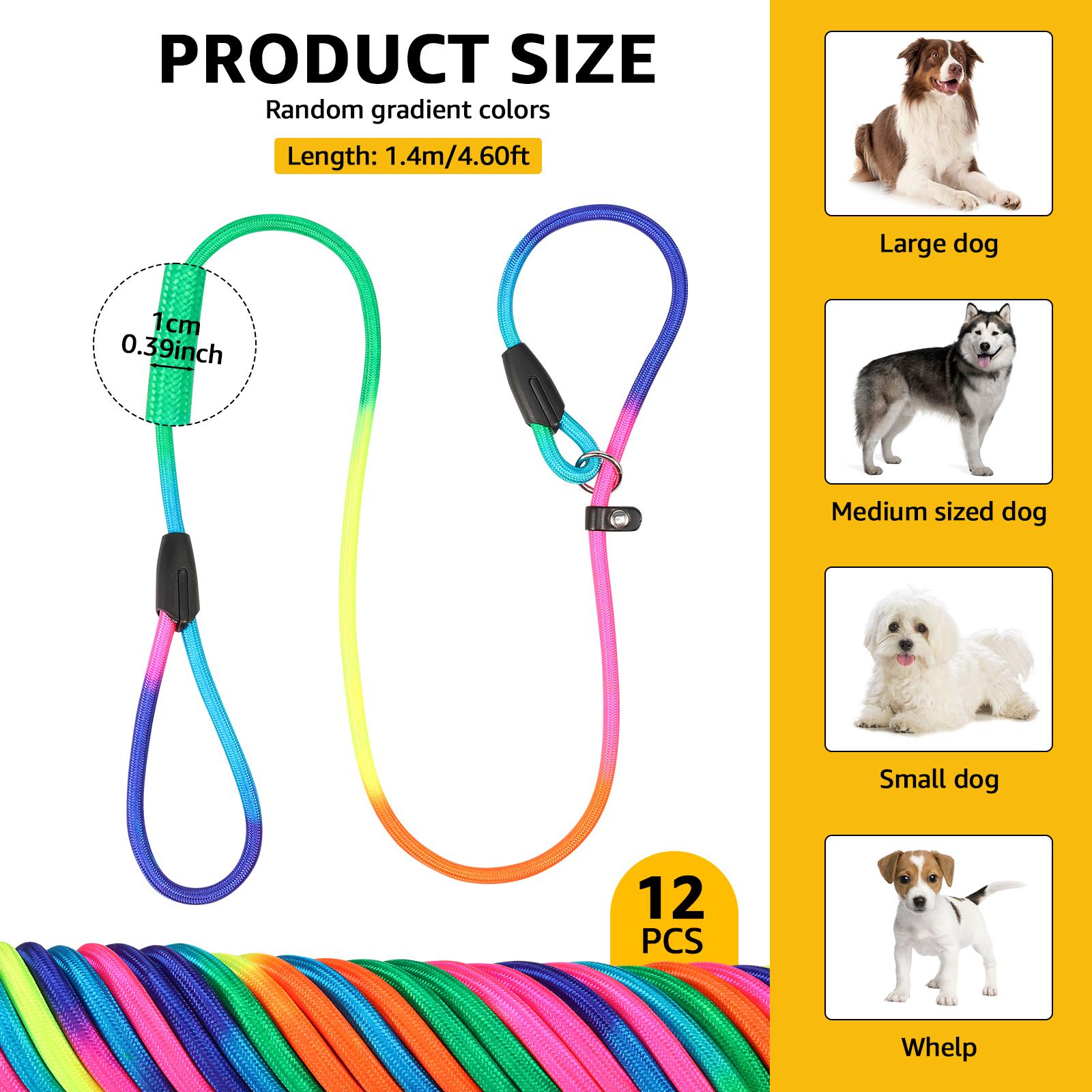 

12Pcs Nylon Dog Leashes Pet Dogs Traction Rope Wear Resistant Adjustable Dog Walking Slip Leash for Outdoor Walking Training