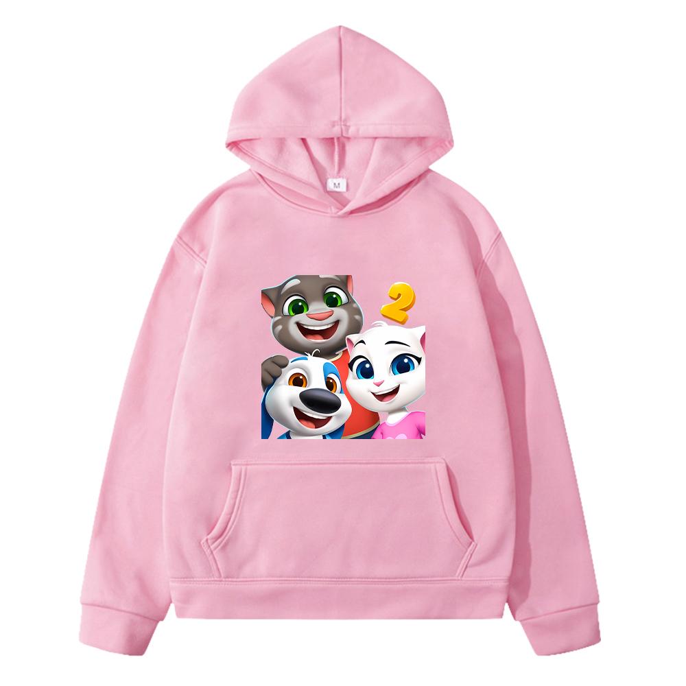 Christma Kawaii hoodies Talking tom cat print anime hoodie boys pullover Fleece sweatshirt jacket kids clothes girl y2k sudadera