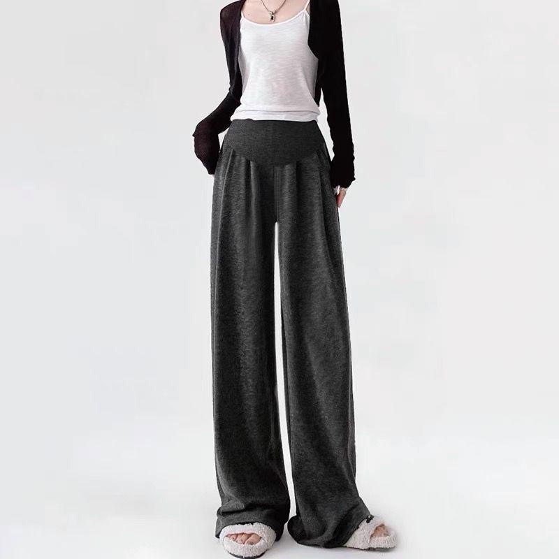 Maternity Wide-Leg Belly Support Pants - Autumn/Winter Fashion, Plus Velvet