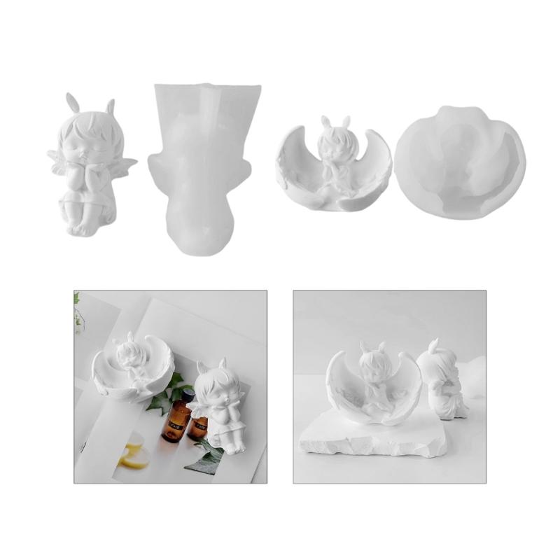 3D Angel Candle Mold Handmade Angel-Doll with Wing Silicone Mold For Soap Making For DIY Aromatherapy Plaster Decor