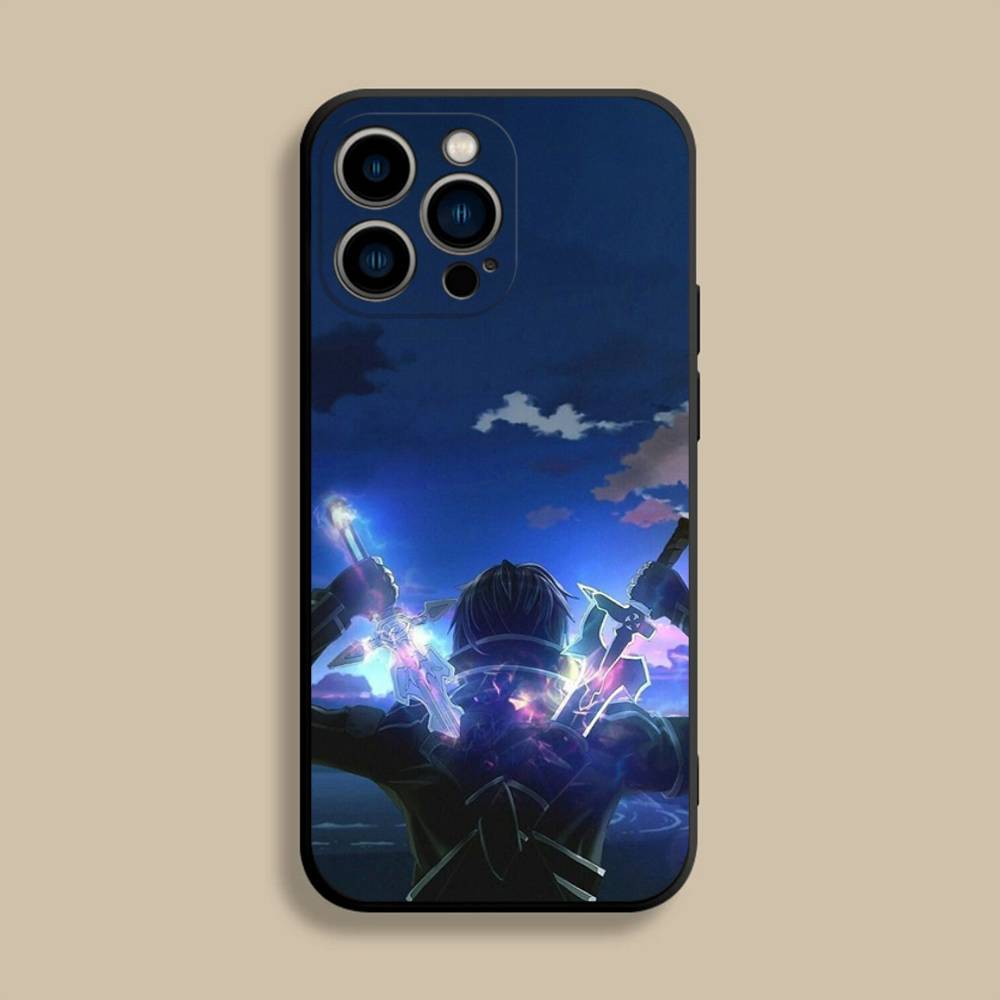 Sword Art Online SAO Kirigaya Handyhülle Für iPhone 17,16,15,14,13,12,Pro,Max,Plus,E,SE4,Air,Mini Schwarze Weiche Hülle