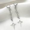 Korea Personality Sparkly Zircons Awn Star Tassel Chain Piercing Stud Earrings for Women Trendy Designer Dangle Earrings Jewelry