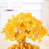 M-New 1PC Lucky Tree Wealth Yellow Crystal Tree Natural Money Tree Ornaments Bonsai Style Wealth Luck Feng Shui Ornaments Craft
