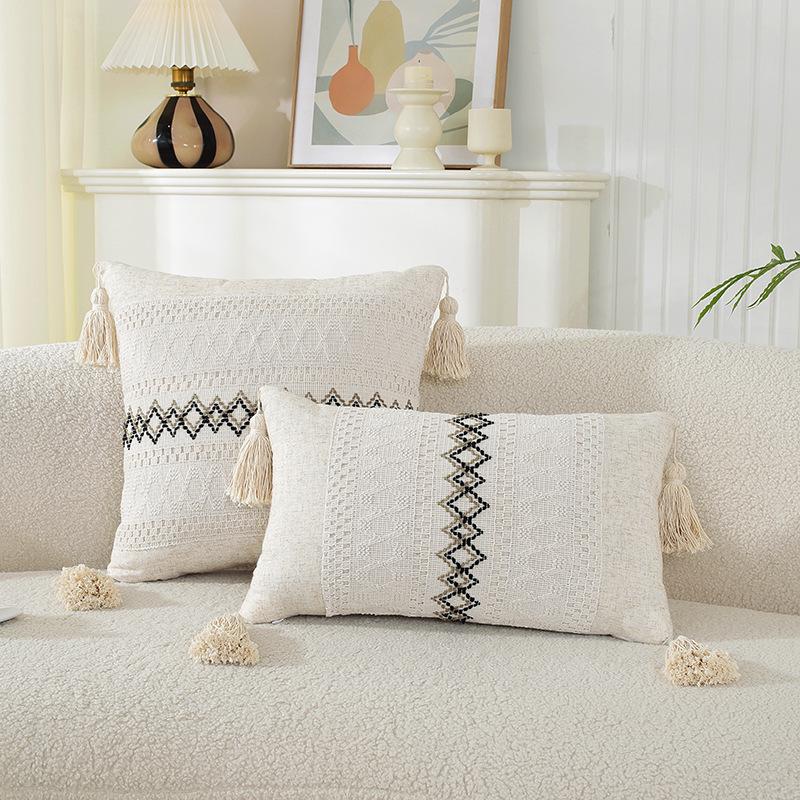 American Multicolor Jacquard Throw Pillow Cover for Sofa, Bed, Chair, and Car