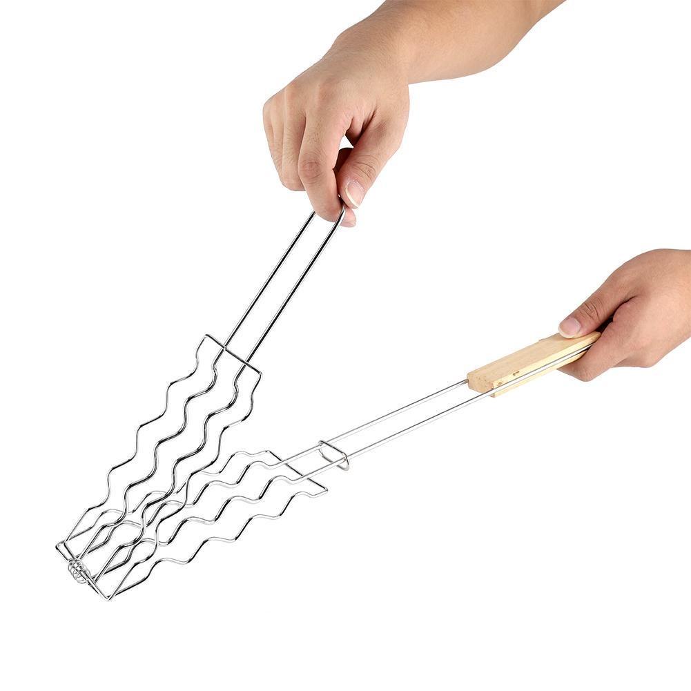 Outdoor Camping Edelstahl Faltbar Tragbar Hot Dog Grillrost Grillwurst Rostgrill Netz Grillnetz