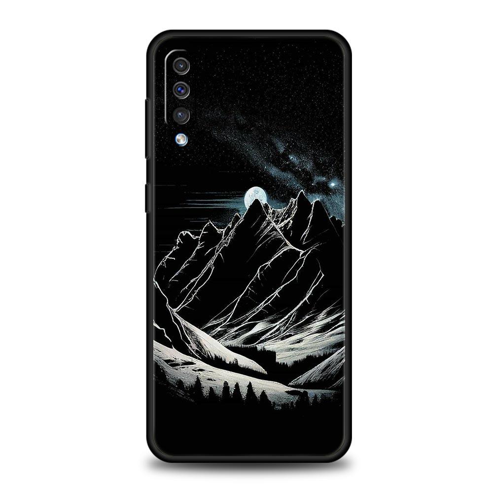 Black Mountain Peak Phone Case for Samsung Galaxy A56 A36 A26 A16 A34 A24 A42 A22 A20 A12 A40 A30 A10 5G Soft TPU Cover Shell