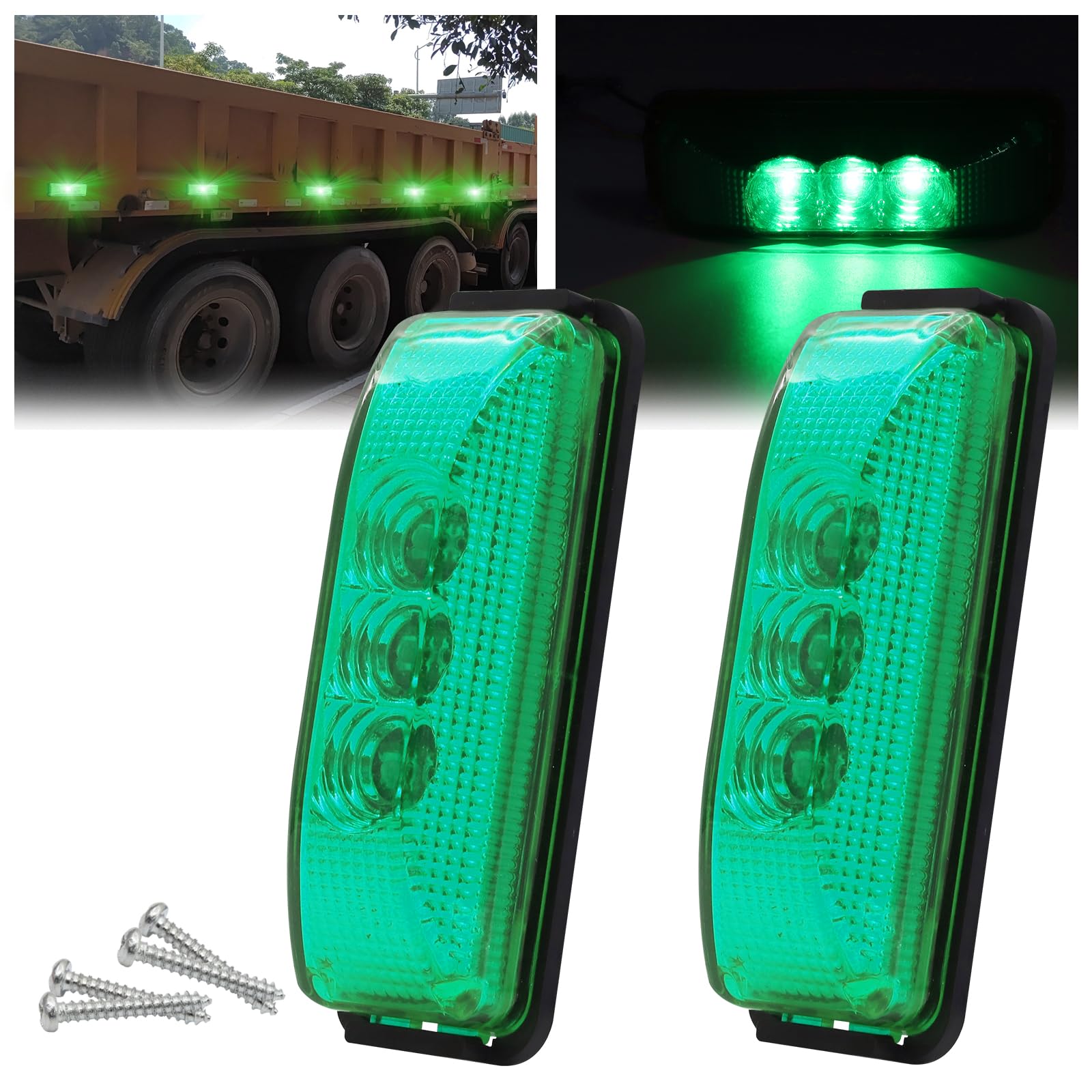 

Ygmylandbb Светодиодный габаритный фонарь для грузовика, 24 В, , 3-светодиодный боковой фонарь, Габаритный фонарь автомобиля, 4 pieces зелёный