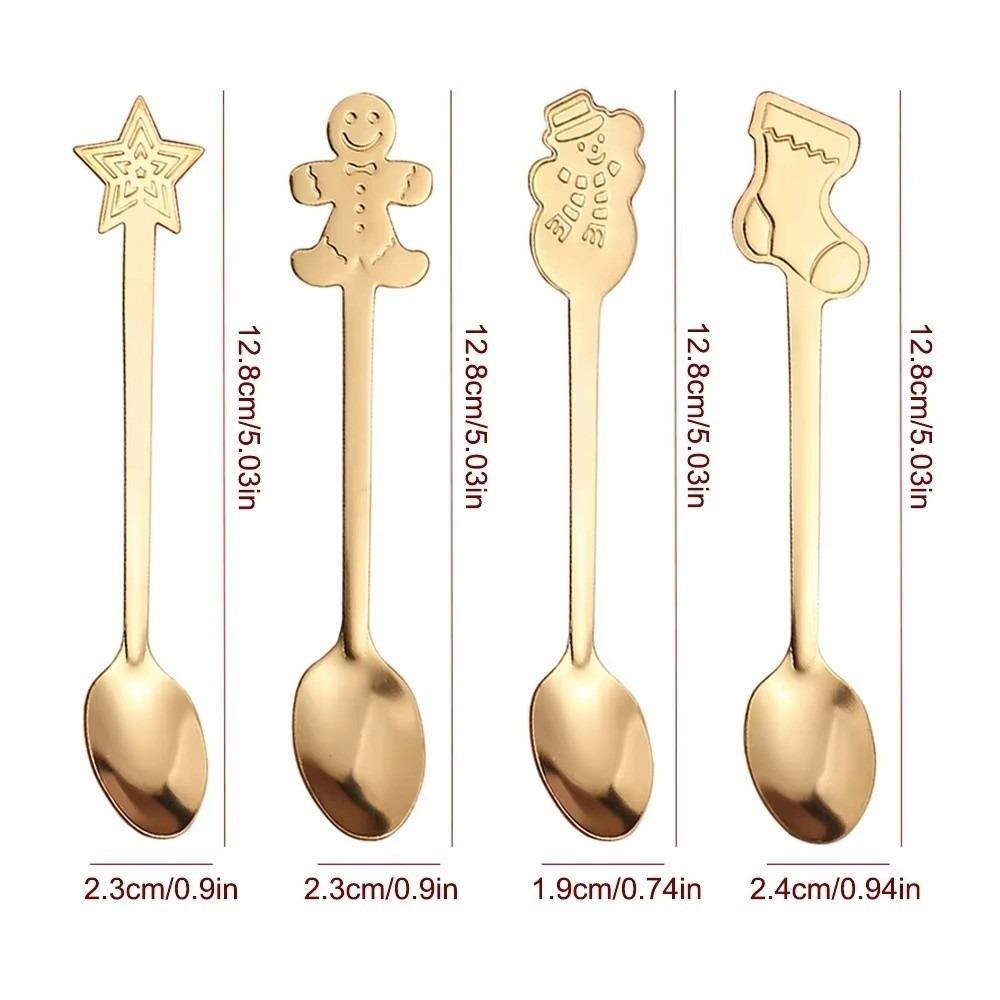 4PCS Set Snowman Coffee Spoons Festive Cake Spoons New Dessert Spoons Holiday Decoration