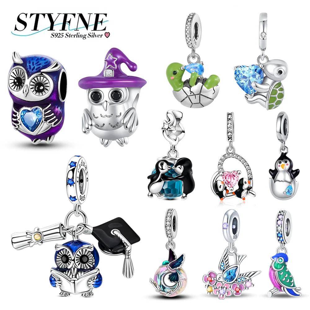 Charm Plata Originales Owl Penguin Turtle Bead Charms for Charm Bead Charms copper Bracelets Bead Charms Jewellery Making Womens Gift