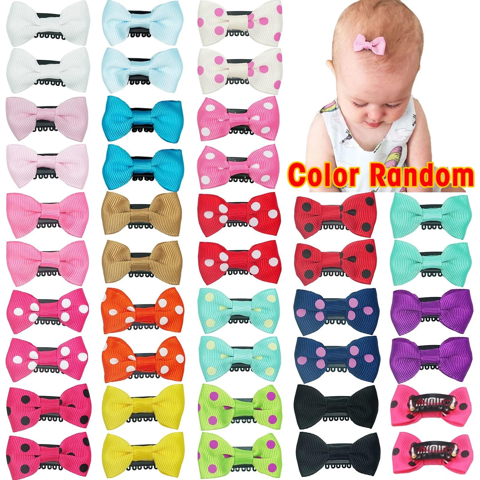 

10-50Pcs Baby Girl Hair Clips Candy Color Dot Cotton Print Safety Hairpin Baby Mini Hair Clip Children Cute Bow Hair Accessories 10pcs різнокольоровий
