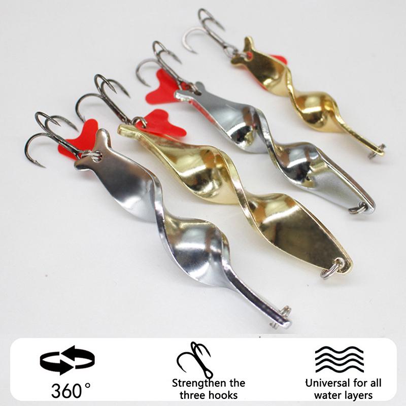 2 Stück Gold Silber 10g 14g 21g 28g Rotierender Metall Spinner Löffel Angelköder Köder Für Forelle Hecht Angeln Fisch Drillingshaken Tackle