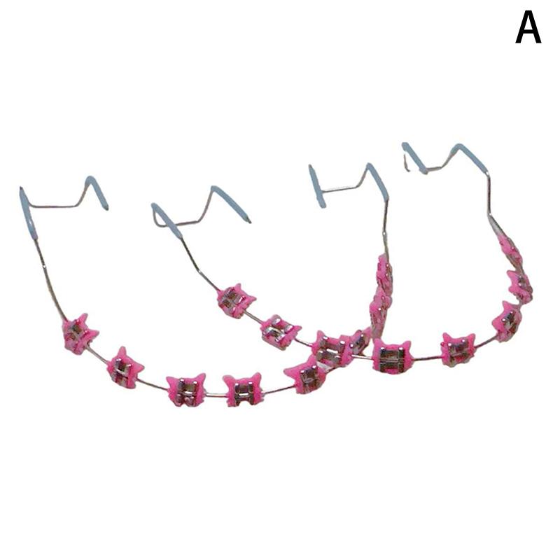 1Pair Cartoon Fake Braces Colorful Brackets For Teeth Temporary Metal Wires Metal Bracket Orthodontic Ligature Ties Dental Tool