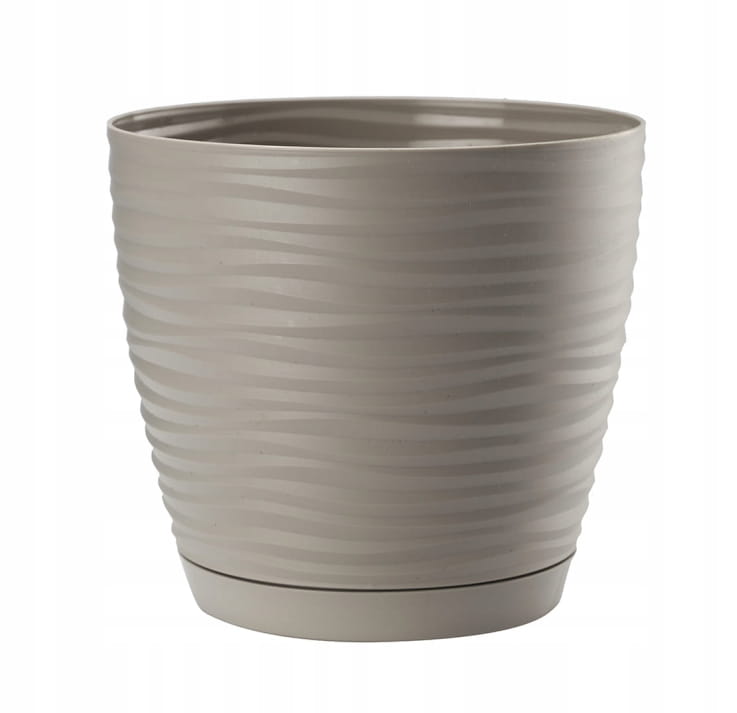 Light Gray Plastic Flowerpot with Saucer 147x136cm