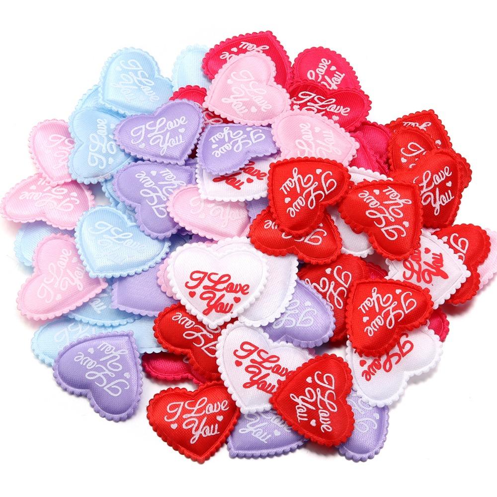 50PCS 35mm Diameter Satin Heart Petals Soft Texture Sponge Satin Material Wedding Petals Decoration Heart Shape