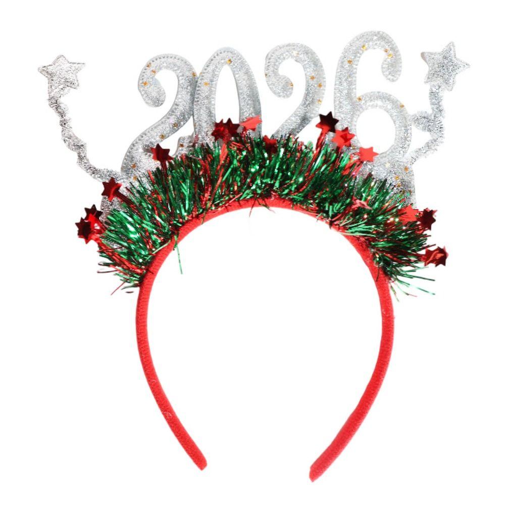 Sweet 2026 Happy New Year Headband Cute Christmas Headpiece Glitter Hair Hoop  Masquerade Party