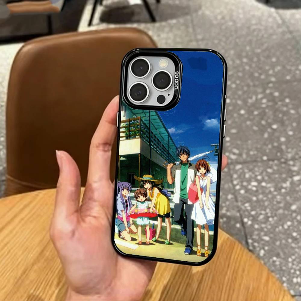 E-Emotional C-Clannad   Phone Case For iPhone17,16,15,14,13,12,11 Plus,Pro Max Colored Silver Plated Inside Cover