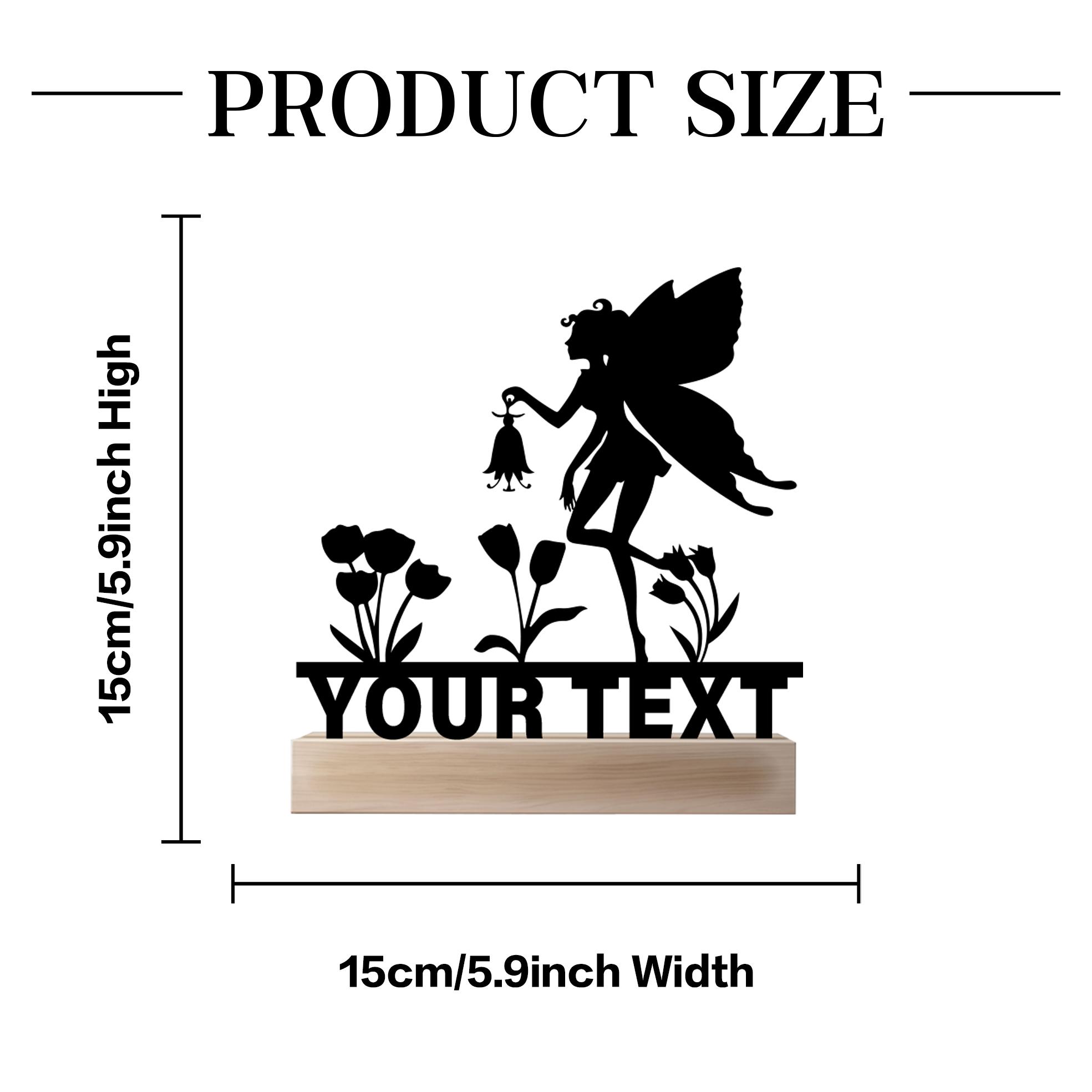 

1pc Simple fairy with flower Customized Name Metal Statue Metal Ornament With Wood Base Iron Sculpture Art Crafts With Wood Base TY-TB-TO02-15X15cm