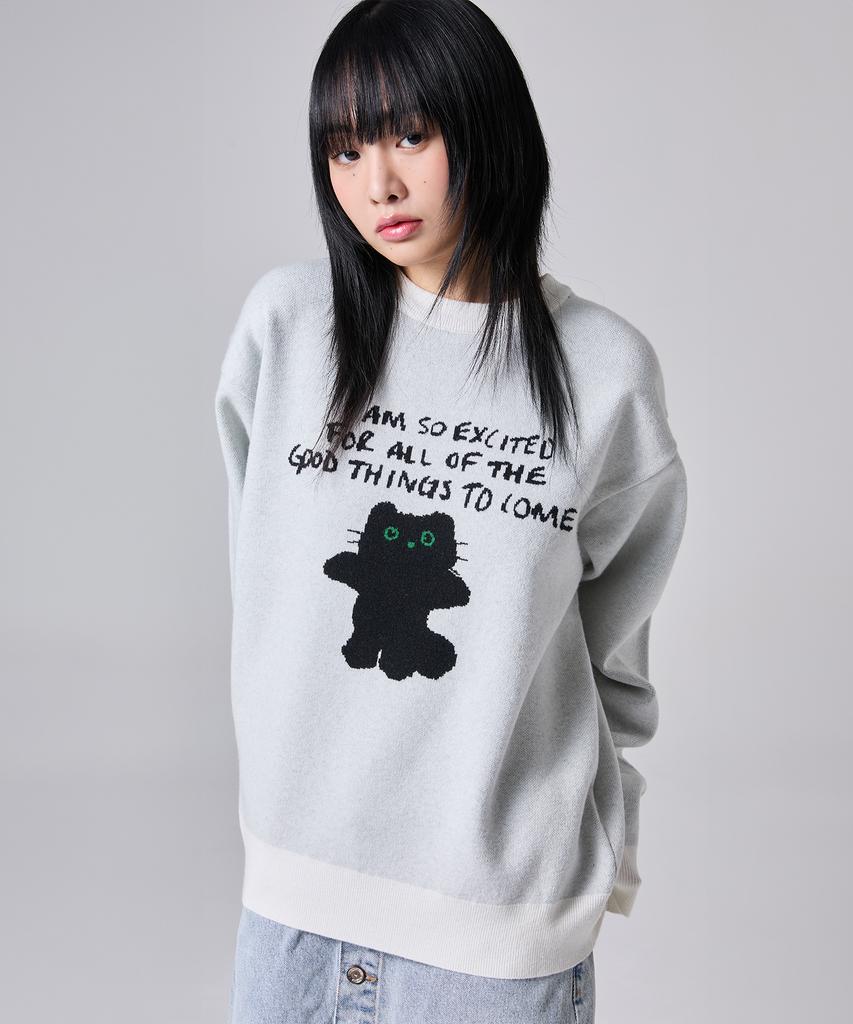 LMR Shangyongi Character Jacquard Crew Knit Ivory