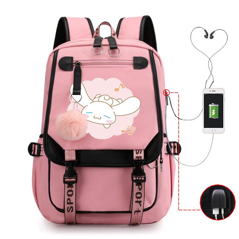 Pies z Dużymi Uszami Plecak Szkolny Męski i Damski Plecak dla Ucznia Szkoły Średniej Gimnazjum Styl College'owy Pasek do Plecaka Plecak Wielofunkcyjny USB