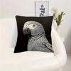 Vintage African Grey Parrot Decorative Pillowcase, Congo Bird Pattern Cushion Cover For Sofa Bed Home Room Decor
