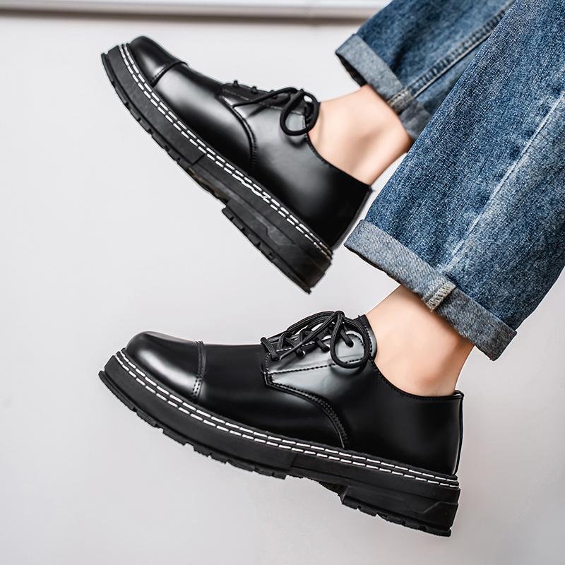 Affärsläder skor fyra säsonger mjuk sula komfort herr casual finskor brud bröllopsskor mode fest läderskor