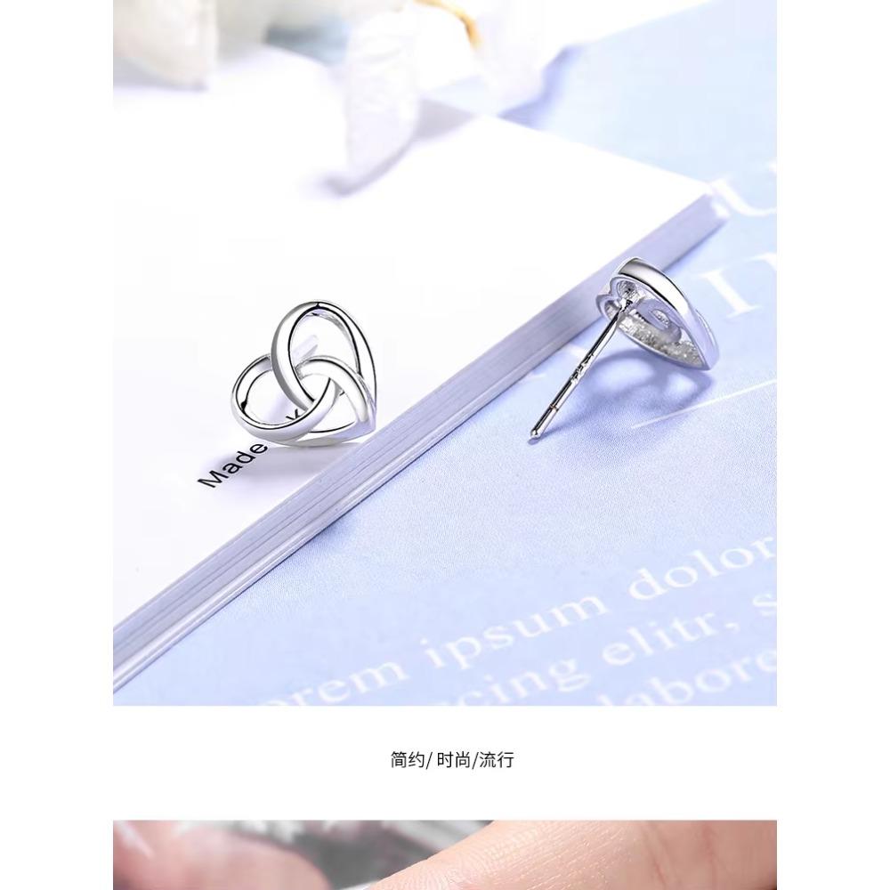 925 Silver Love Heart Stud Earrings For Women Engagement Elegant Luxury Jewelry Trend Best Selling Jewellery