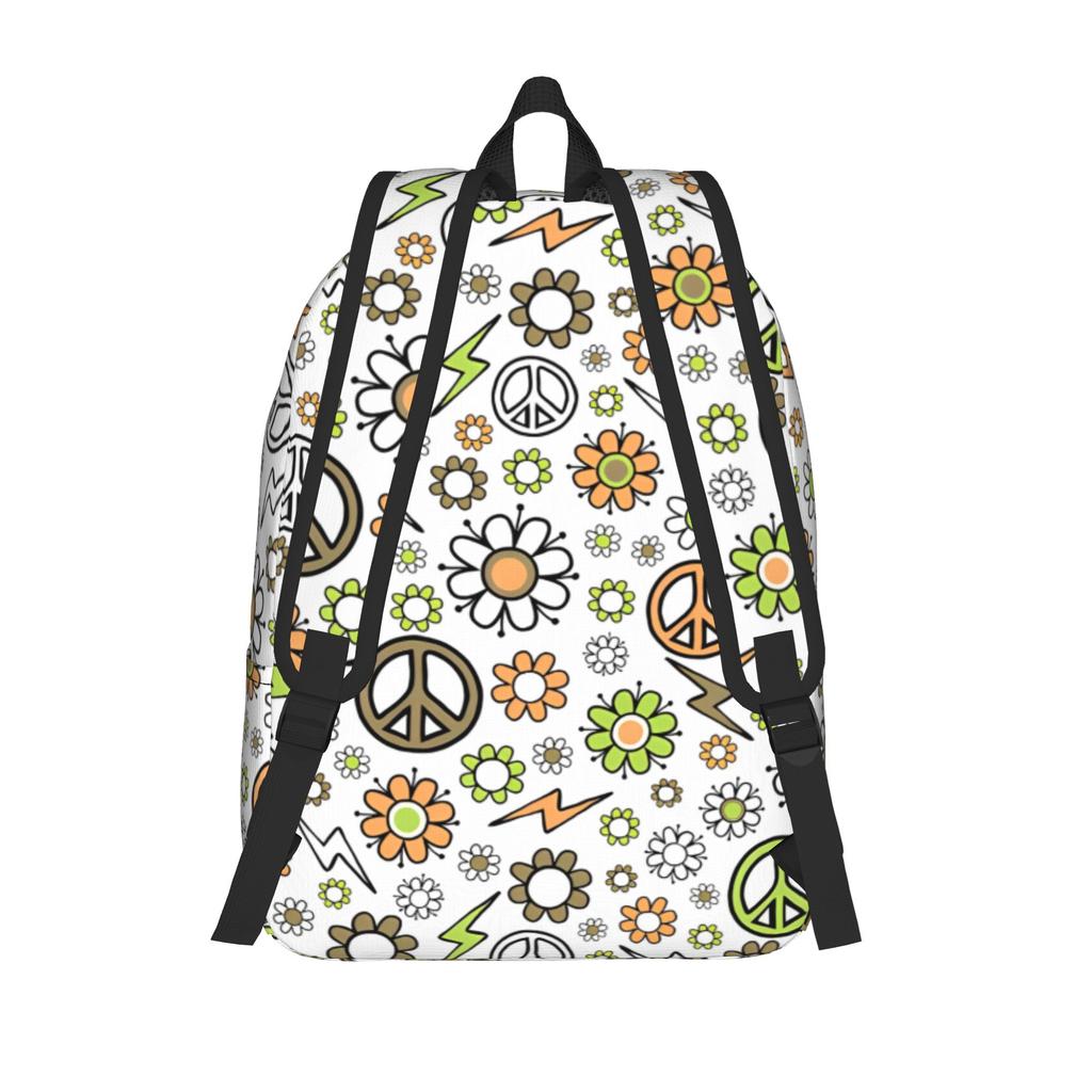 Peace Foral Love Pattern Backpack for Men Women Fashion High School Business Daypack Laptop Computer Shoulder Bag Gift