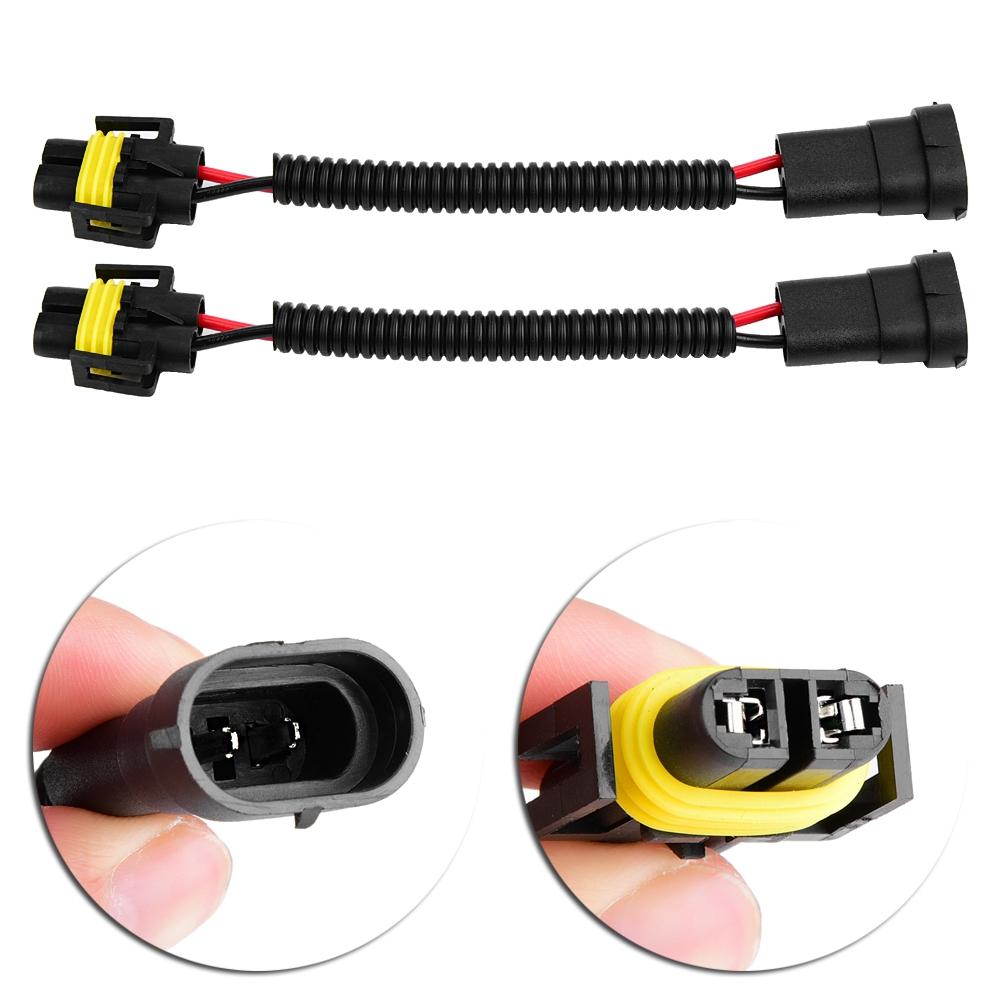 2Pcs Hdlight Fog Lamp Extension Wiring Harness Sockets Connector Adapter for H11 - High Quality PVC Plug and Copper Wiring - sy Installation - Hvy Dut