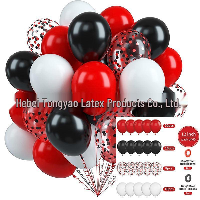 60-Piece 12" Vintage Color Glitter Balloon Set for Birthday Parties