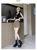 Women's 2026 High-Waisted Khaki Denim Shorts - Summer Fashion, Loose Wide-Leg Slimming Hot Pants