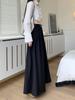 2026 New High-Waist A-Line Chic Long Suit Half-Skirt for Women - Spring/Autumn Korean Style Slimming Umbrella Skirt