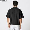 INCERUN Camisas Casuales de Verano para Hombre con Cuello Solapa, Manga Corta, Caladas y de Vendaje