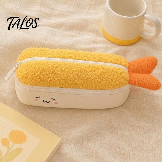 Kids Plush Pencil Case Fried Shrimp Tail Case, Cute Large Capacity Pouch, Fun Desk Organizer Adorable Stationery Bag for Students, School Gift