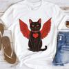 Fashion Clothing Cute Women's Casual T-Shirt Cat Pattern Valentine's Day T-Shirt Printed Women's Short Sleeved Top Printed T-Shi