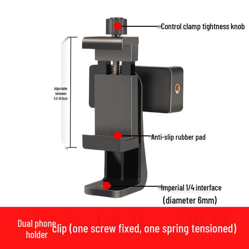 Universal Tripod Mount: Mobile, Tablet & Camera Adapter for Horizontal/Vertical Shooting - Live Streaming Accessory Clip