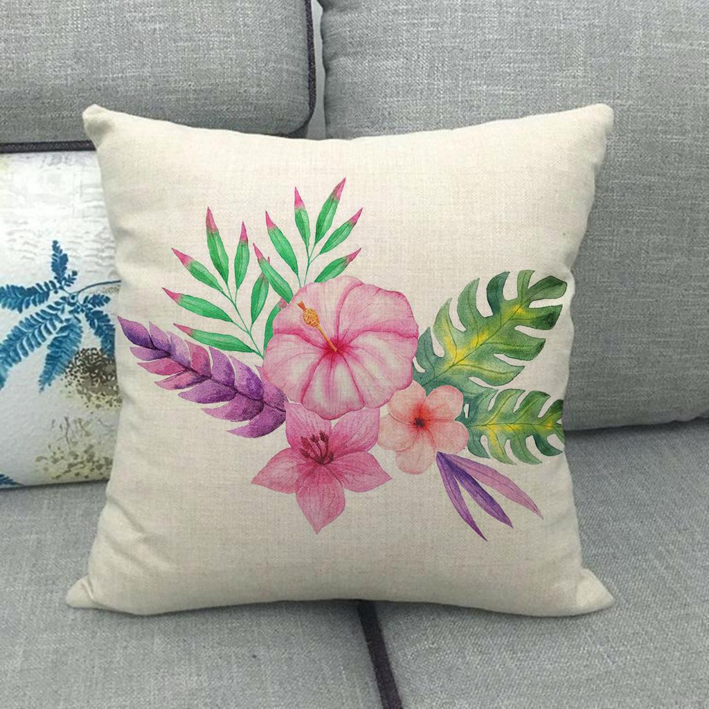 Adorable Flamingo Watercolor Flowers Digital Printing Short Plush Pillow Covers For Car Sofa Office Cushion Cover Home Goods