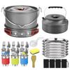 Tetera de Camping para Exteriores de 1.6L y Juego de Utensilios de Cocina Apilables con Olla Colgante y Plato Profundo