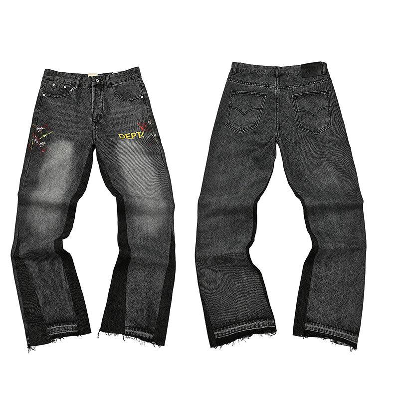 

GALLERY DEPT Джинсы унисекс пэчворк с эффектом потертости, расклешенные в стиле ретро, с брызгами краски S