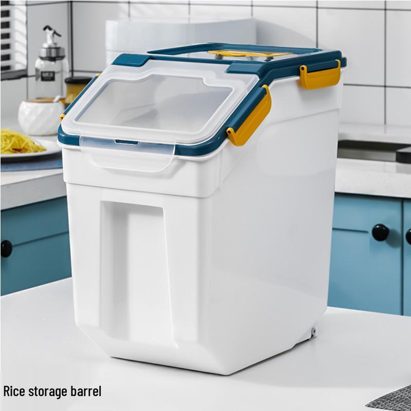 

Кухонный контейнер для риса 50 цзинь, влаго- и насекомостойкий, вместимость 30 цзинь, утолщенный герметичный пластик для хранения зерна