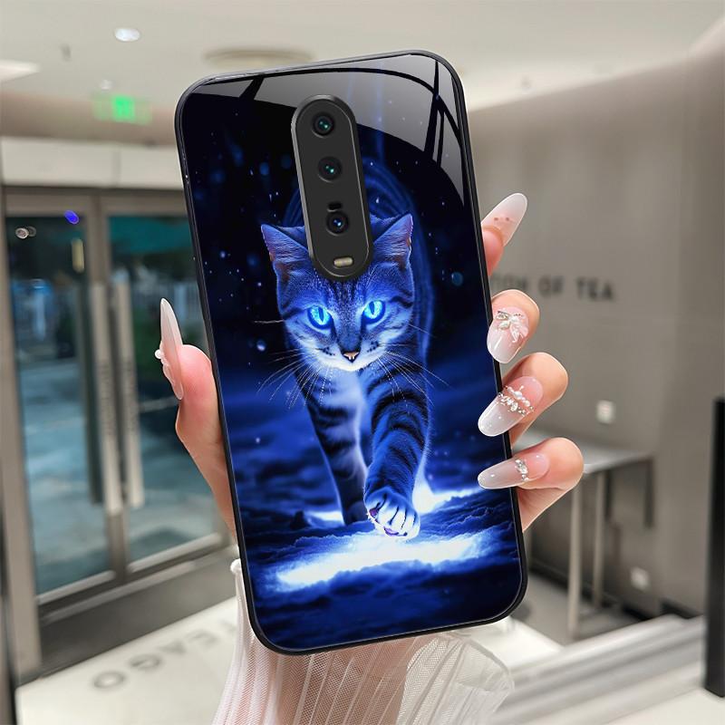 

Милый мультяшный кот с цветами Чехол Для Xiaomi Mi 9T Redmi K20 Pro Poco F2 Закаленное Стекло Чехол для Телефона Защитная Задняя Крышка Жесткий Корпус Redmi K20 Pro