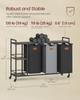 VASAGLE Laundry Hamper with 3 Compartments, 150 L Laundry Sorter, Rolling Laundry Cart with Shelves, Removable Liners, 6 Labels, Chestnut Brown