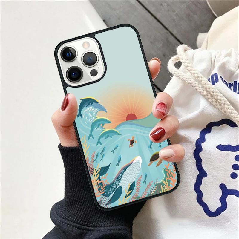 Cute Dolphin Ocean Phone Case For iPhone 17 Air 15 16 Cover 11 13 14 Pro Max 12 Plus Max Fundas