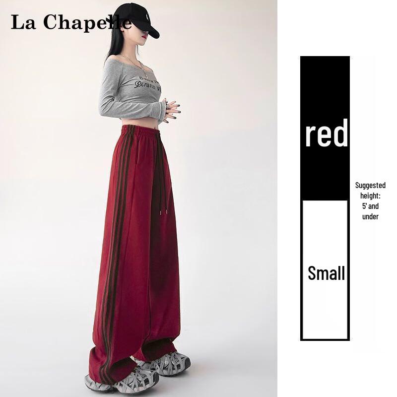 La Chapelle Women's Relaxed Fit 3-Stripe Wide-Leg Sweatpants