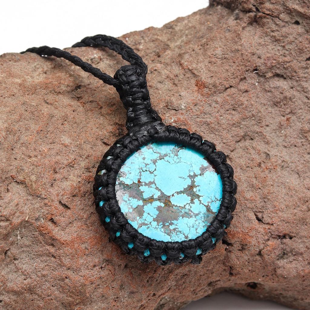 Tibetan Turquoise Gemstone Jewelry Macrame Thread Handmade 20-36''Ad Necklace