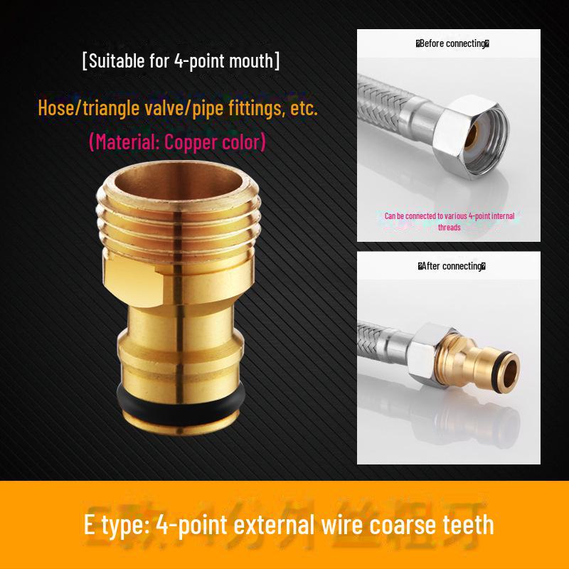 Adaptador de Torneira Totalmente em Cobre para Conexão da Mangueira de Água da Máquina de Lavar