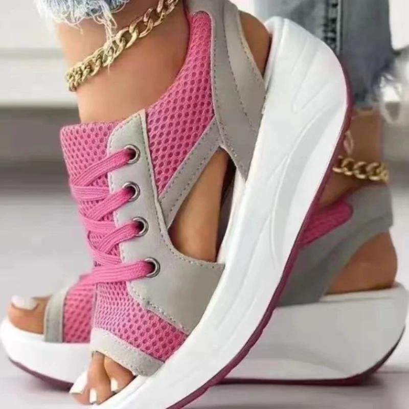 Fashion Women Sandals Summer New Lady Platform Chunky Comfortable Mesh Open Toe Casual Sports Ladies Shoes Plus Size 43