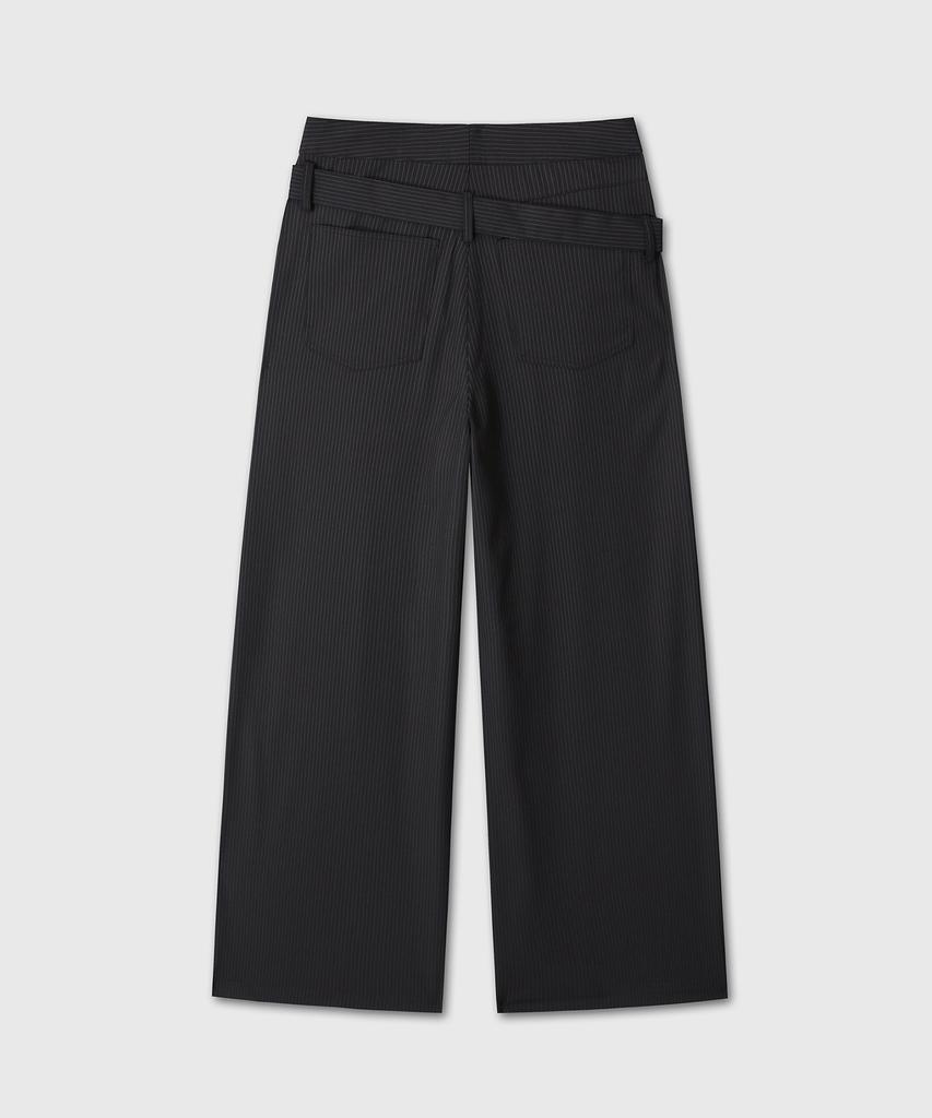 Daibeuinumeon Belted Flare Stripe Pants (Black)